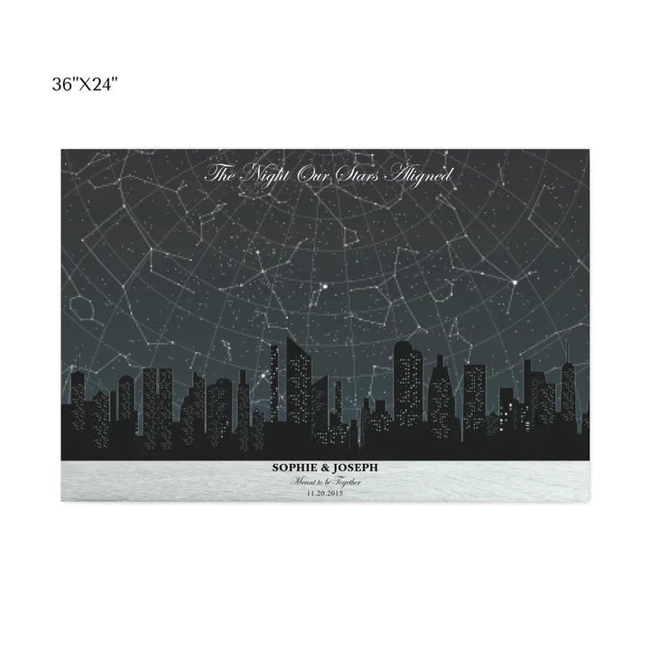 Custom Wall Art - Grey Cityscape Star Map - ARTFULANE