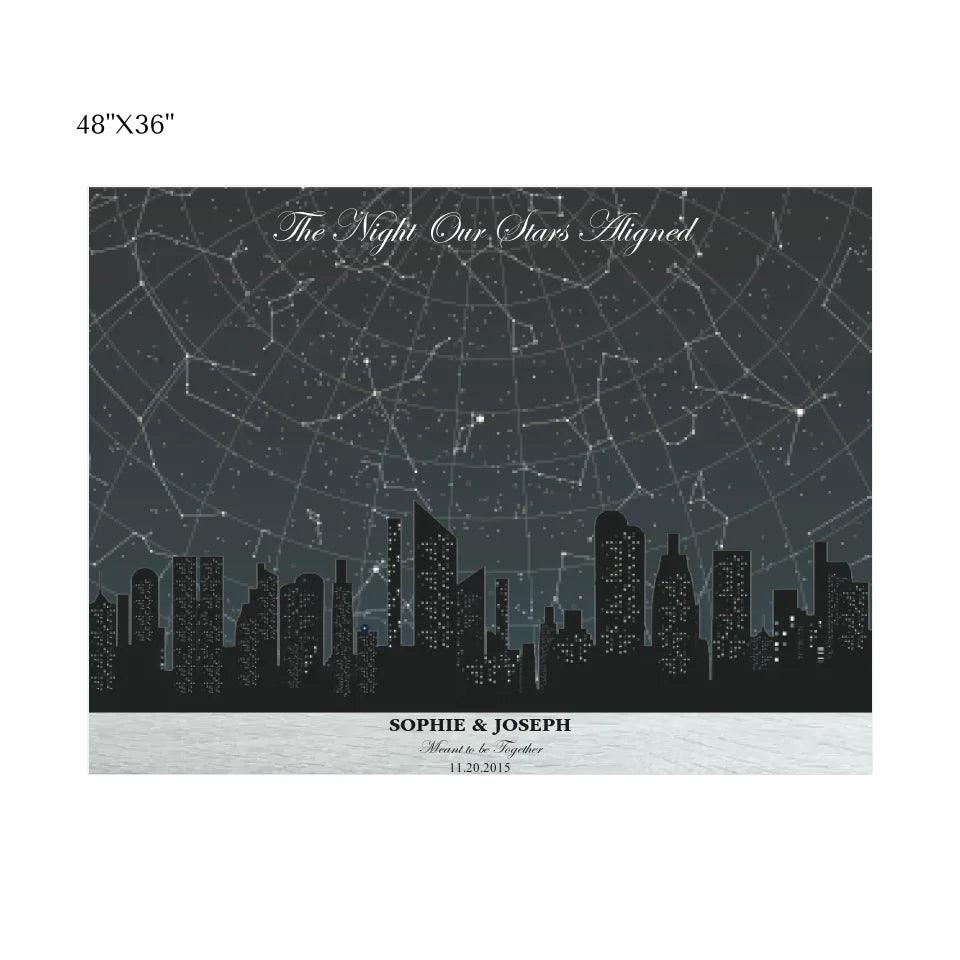 Custom Wall Art - Grey Cityscape Star Map - ARTFULANE