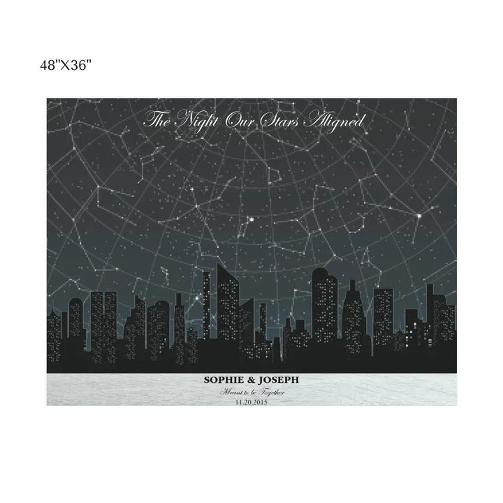 Custom Wall Art - Grey Cityscape Star Map - ARTFULANE
