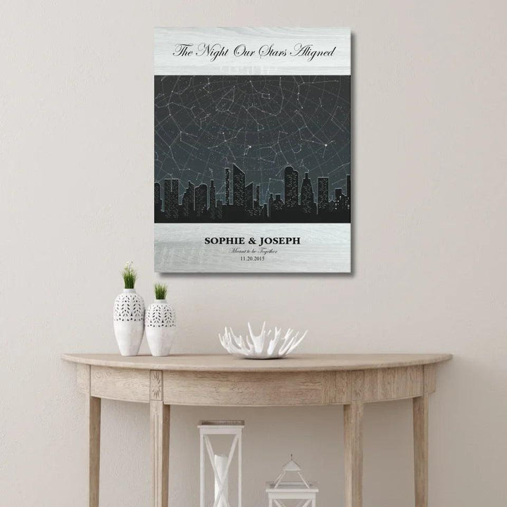 Custom Wall Art - Grey Cityscape Star Map - ARTFULANE
