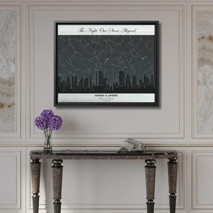 Custom Wall Art - Grey Cityscape Star Map - ARTFULANE