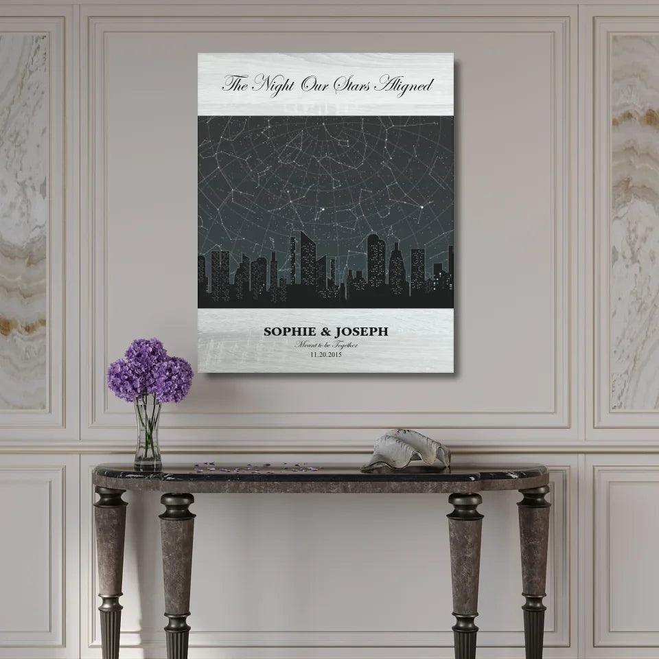 Custom Wall Art - Grey Cityscape Star Map - ARTFULANE