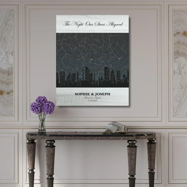 Custom Wall Art - Grey Cityscape Star Map - ARTFULANE