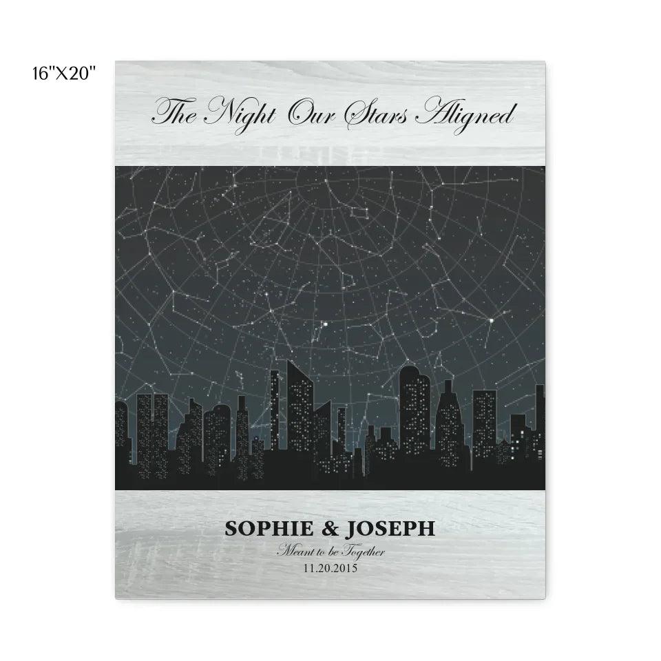 Custom Wall Art - Grey Cityscape Star Map - ARTFULANE