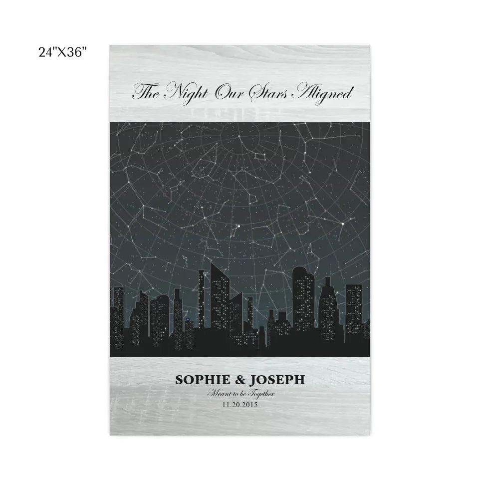 Custom Wall Art - Grey Cityscape Star Map - ARTFULANE