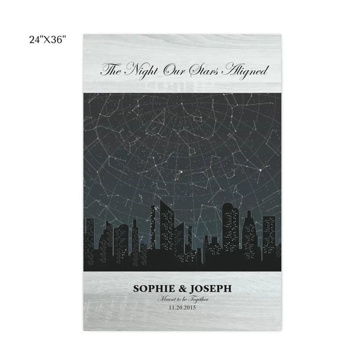 Custom Wall Art - Grey Cityscape Star Map - ARTFULANE