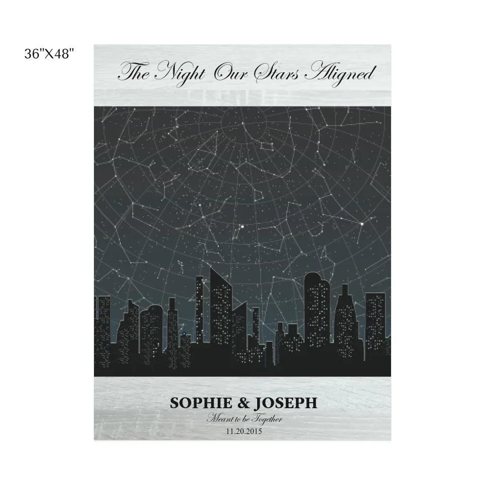 Custom Wall Art - Grey Cityscape Star Map - ARTFULANE
