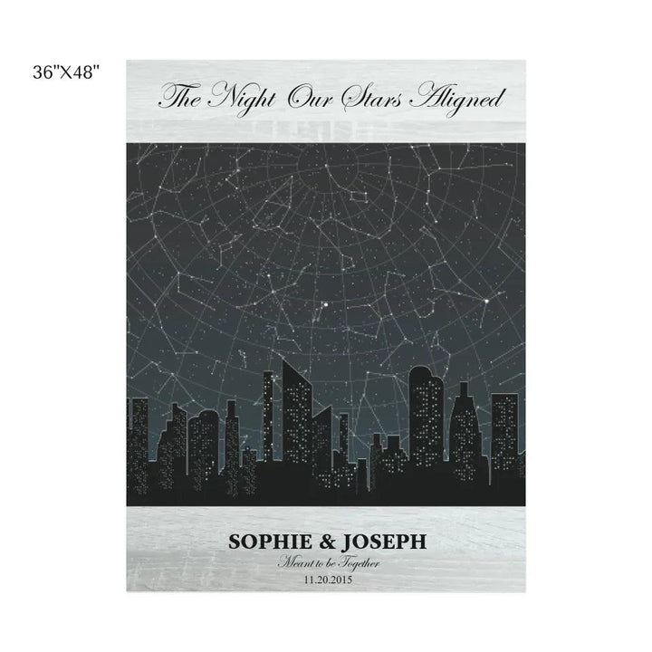 Custom Wall Art - Grey Cityscape Star Map - ARTFULANE