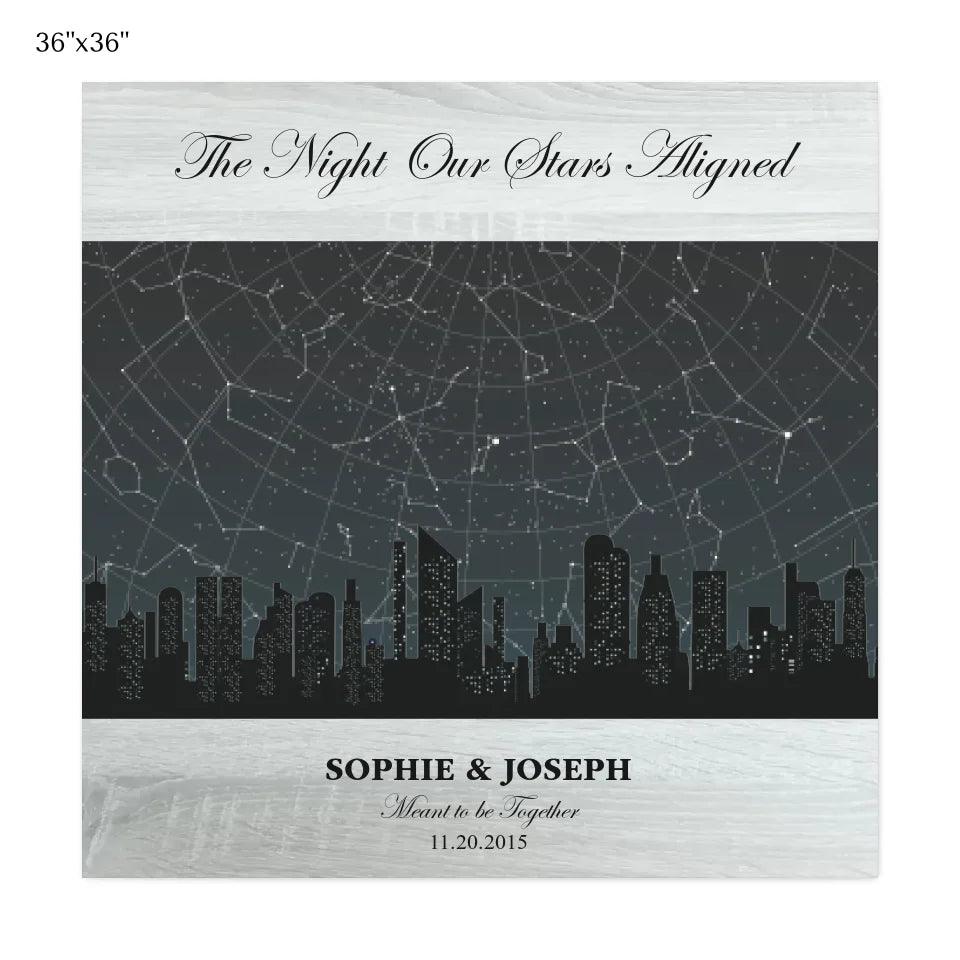 Custom Wall Art - Grey Cityscape Star Map - ARTFULANE