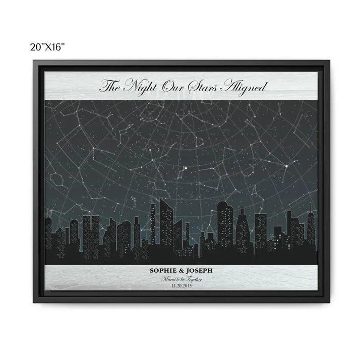Custom Wall Art - Grey Cityscape Star Map - ARTFULANE