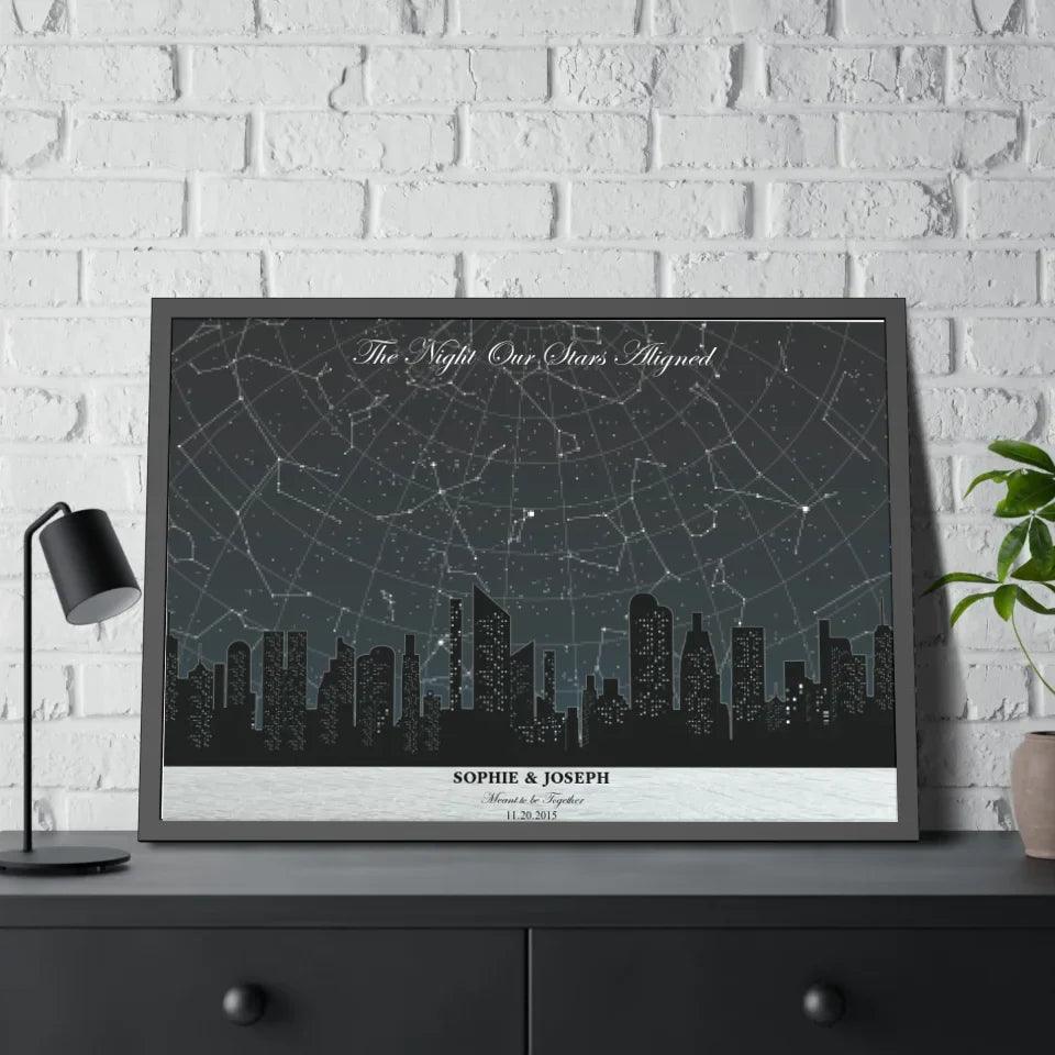 Custom Wall Art - Grey Cityscape Star Map - ARTFULANE