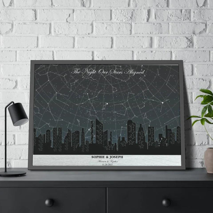 Custom Wall Art - Grey Cityscape Star Map - ARTFULANE