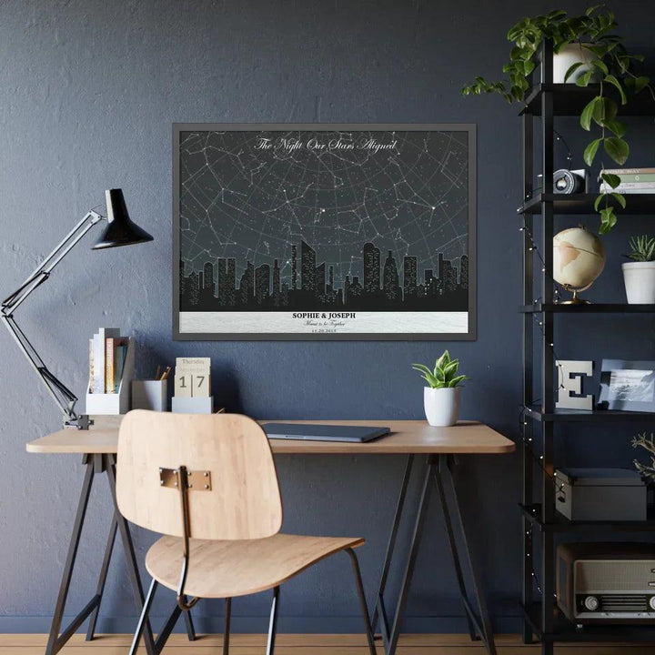 Custom Wall Art - Grey Cityscape Star Map - ARTFULANE