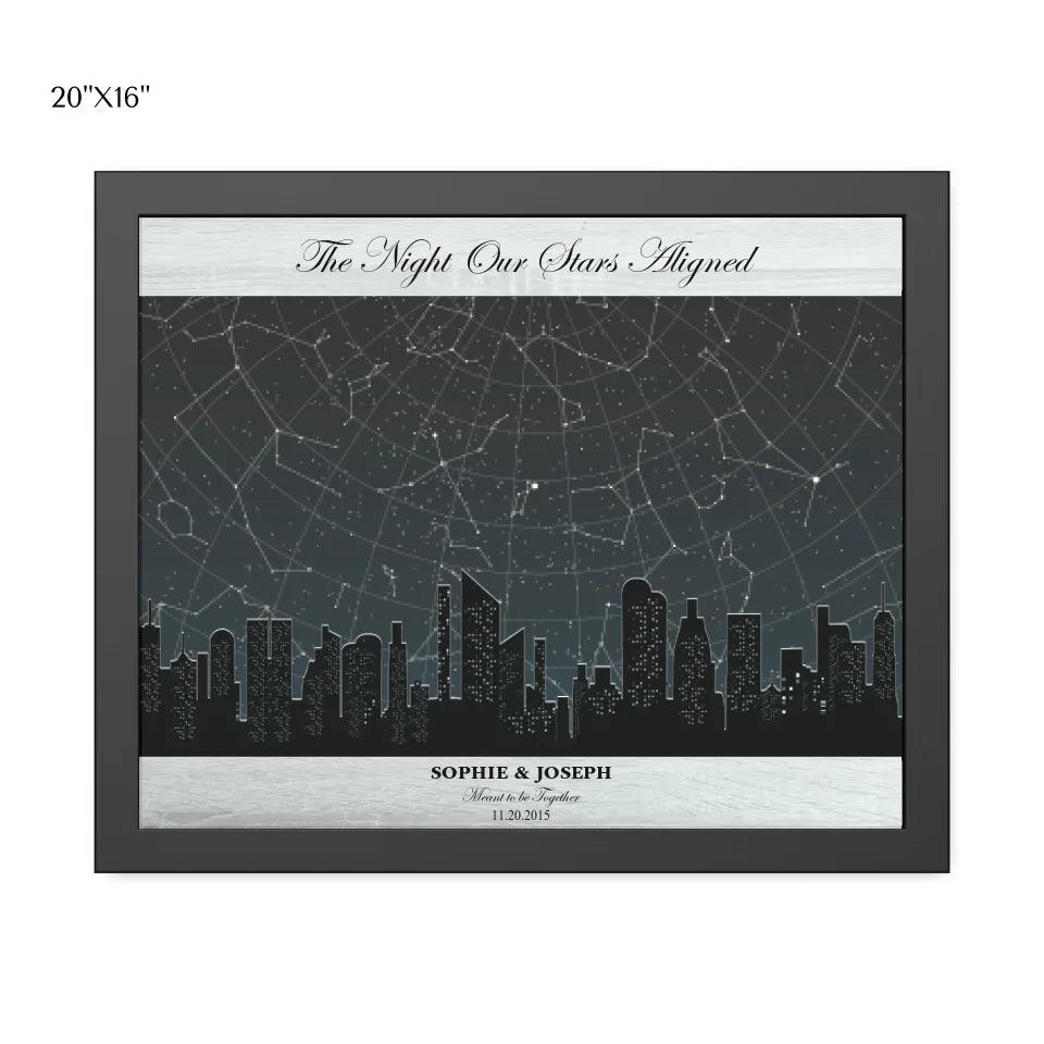 Custom Wall Art - Grey Cityscape Star Map - ARTFULANE