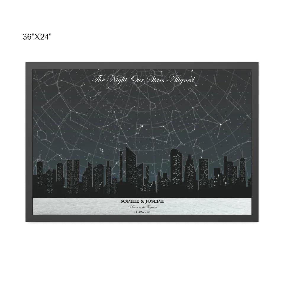 Custom Wall Art - Grey Cityscape Star Map - ARTFULANE