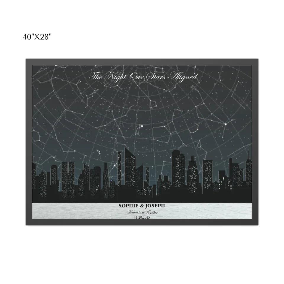 Custom Wall Art - Grey Cityscape Star Map - ARTFULANE