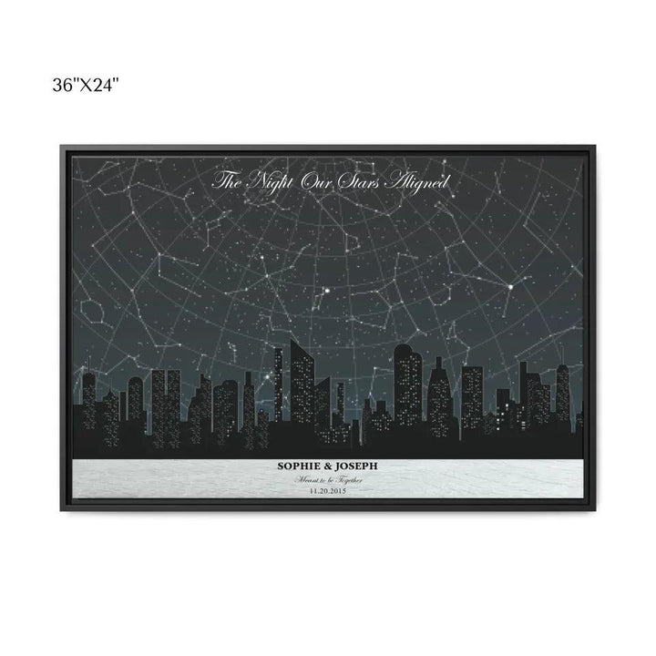 Custom Wall Art - Grey Cityscape Star Map - ARTFULANE