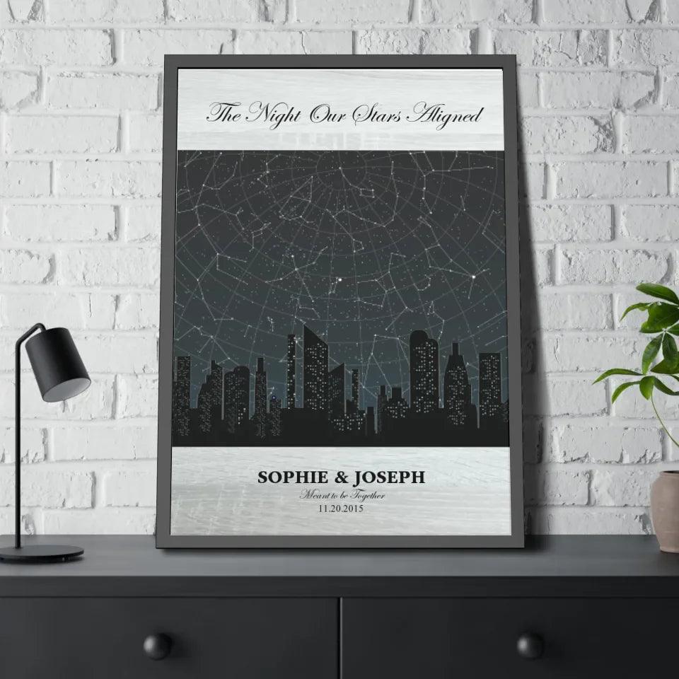 Custom Wall Art - Grey Cityscape Star Map - ARTFULANE