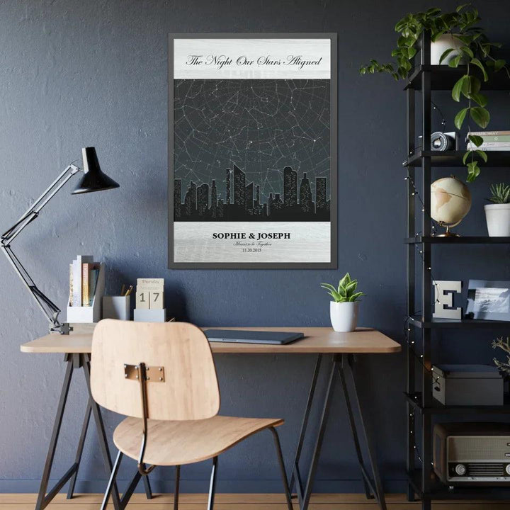Custom Wall Art - Grey Cityscape Star Map - ARTFULANE