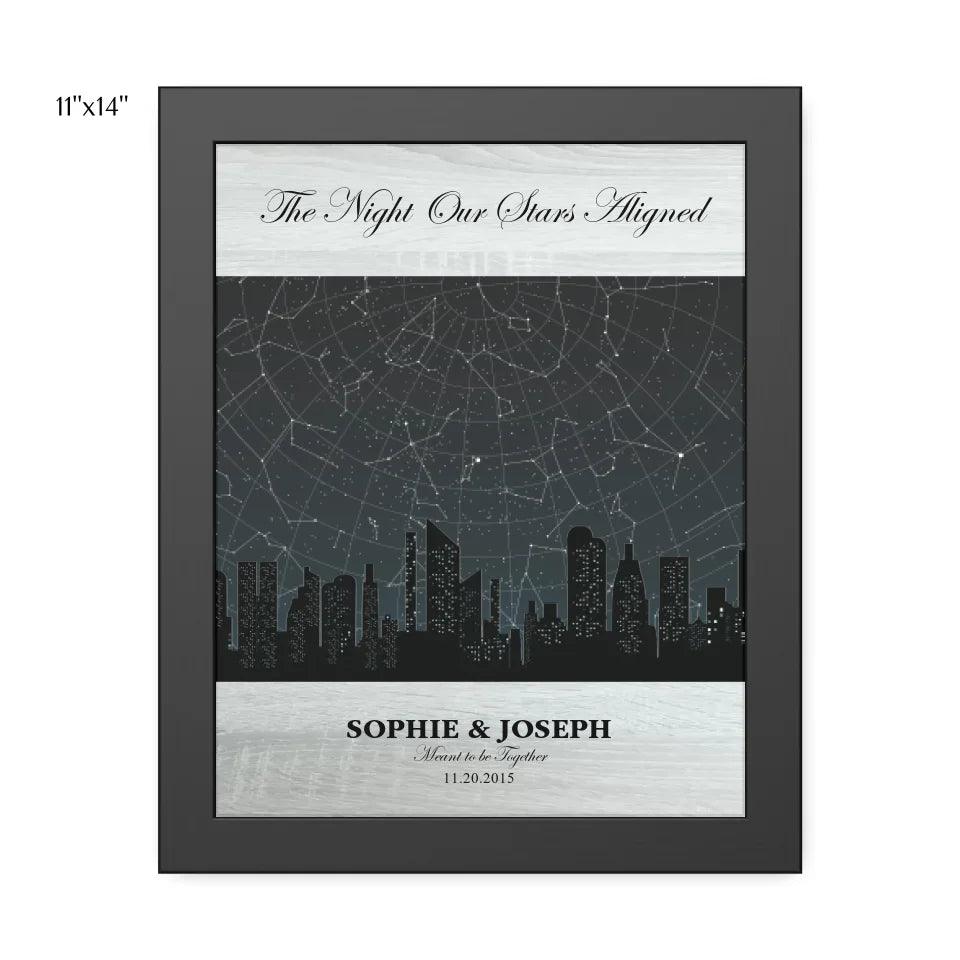 Custom Wall Art - Grey Cityscape Star Map - ARTFULANE