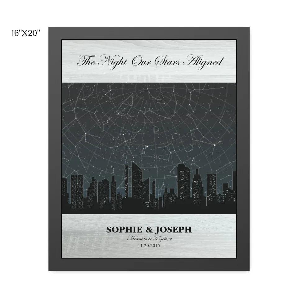 Custom Wall Art - Grey Cityscape Star Map - ARTFULANE