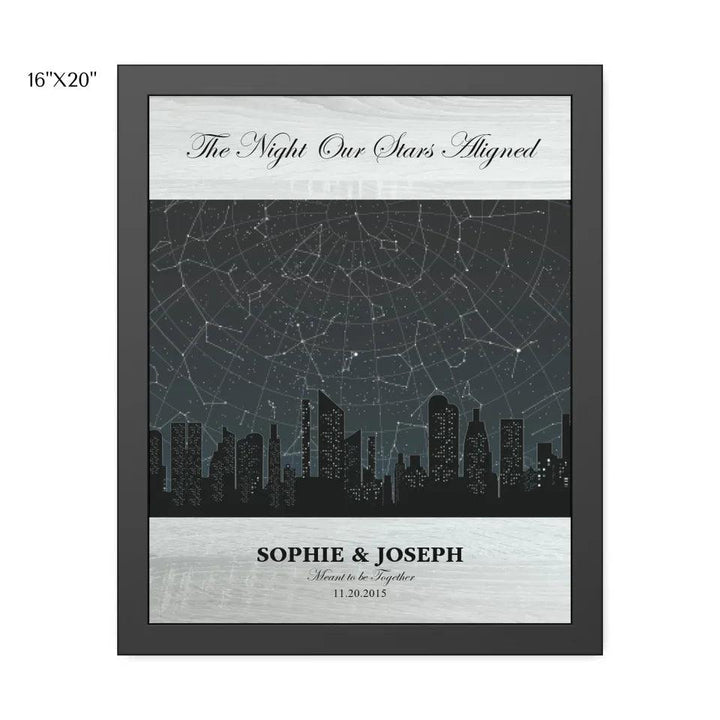 Custom Wall Art - Grey Cityscape Star Map - ARTFULANE