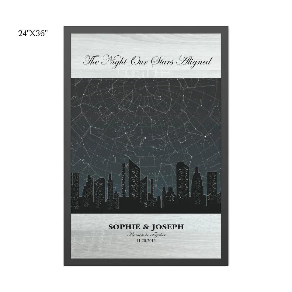 Custom Wall Art - Grey Cityscape Star Map - ARTFULANE
