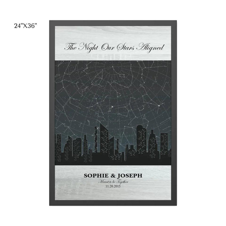 Custom Wall Art - Grey Cityscape Star Map - ARTFULANE