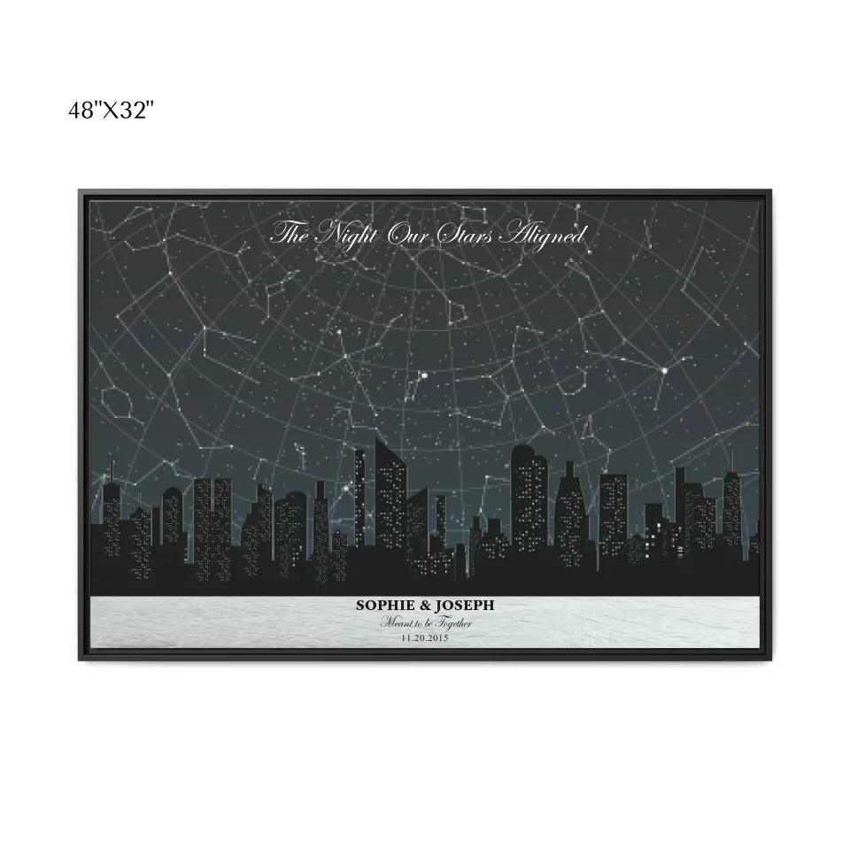 Custom Wall Art - Grey Cityscape Star Map - ARTFULANE