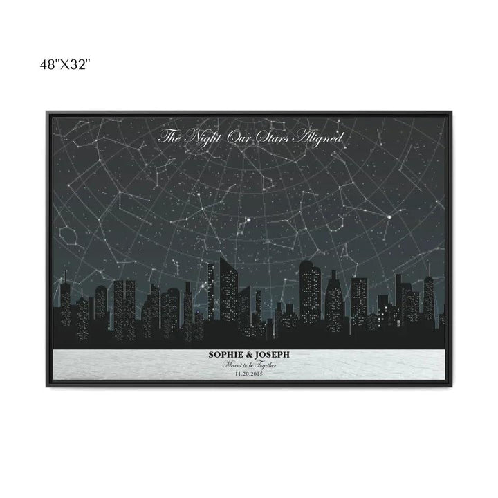 Custom Wall Art - Grey Cityscape Star Map - ARTFULANE