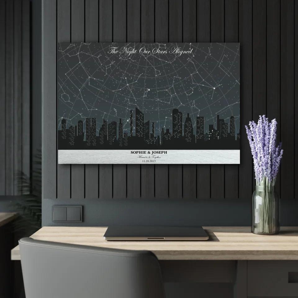 Custom Wall Art - Grey Cityscape Star Map - ARTFULANE