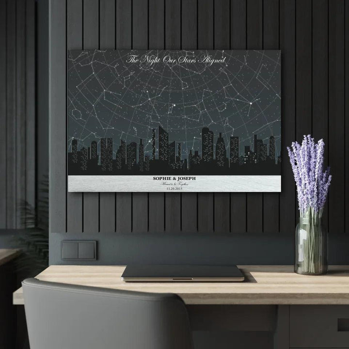 Custom Wall Art - Grey Cityscape Star Map - ARTFULANE