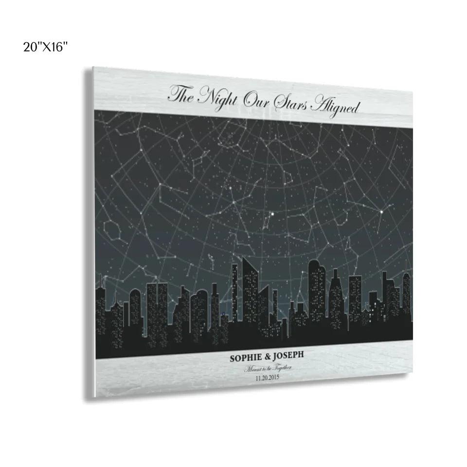 Custom Wall Art - Grey Cityscape Star Map - ARTFULANE