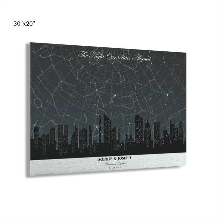 Custom Wall Art - Grey Cityscape Star Map - ARTFULANE