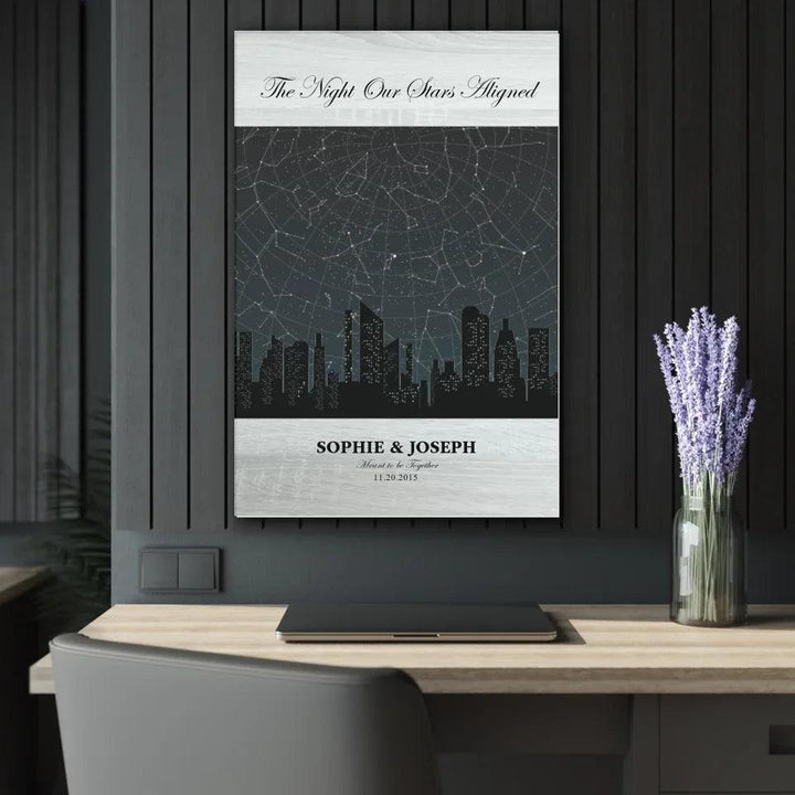 Custom Wall Art - Grey Cityscape Star Map - ARTFULANE