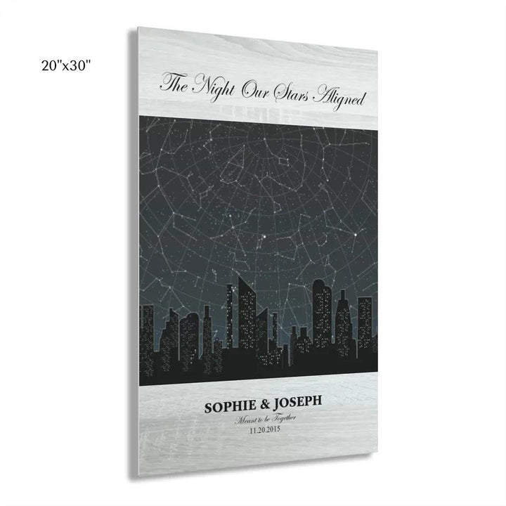 Custom Wall Art - Grey Cityscape Star Map - ARTFULANE