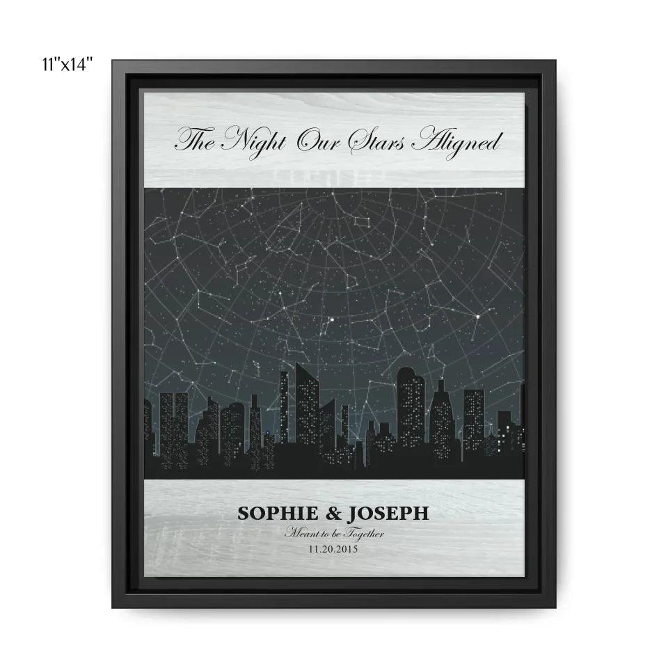 Custom Wall Art - Grey Cityscape Star Map - ARTFULANE