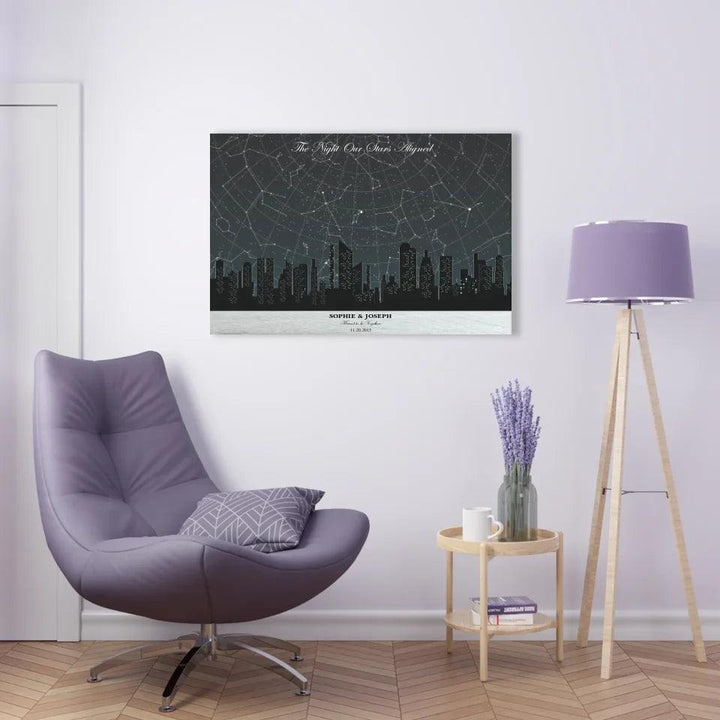 Custom Wall Art - Grey Cityscape Star Map - ARTFULANE