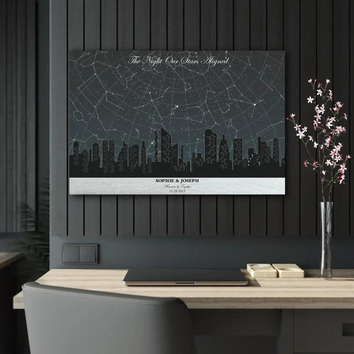 Custom Wall Art - Grey Cityscape Star Map - ARTFULANE