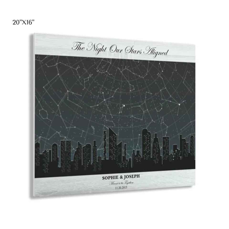 Custom Wall Art - Grey Cityscape Star Map - ARTFULANE