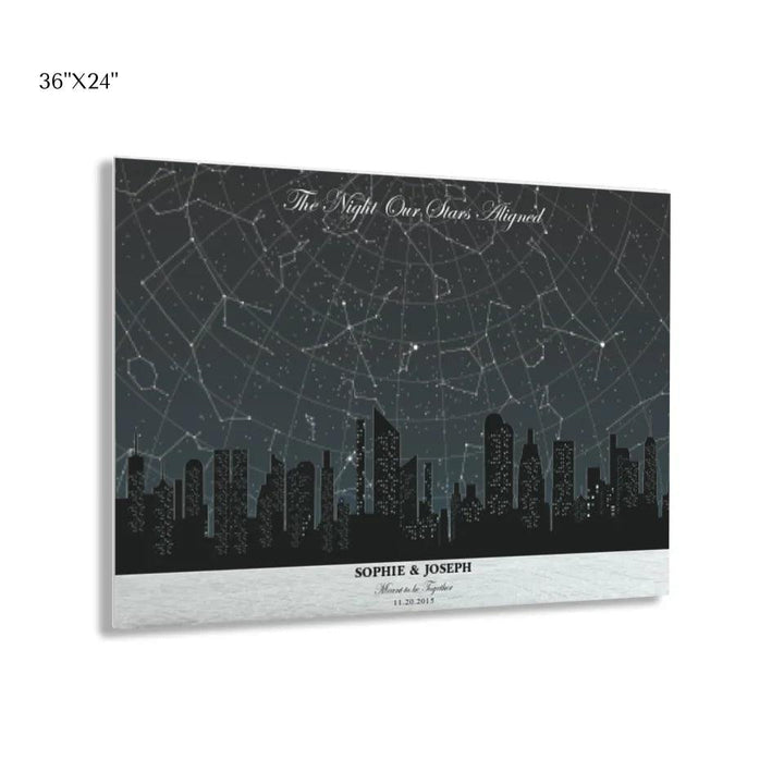 Custom Wall Art - Grey Cityscape Star Map - ARTFULANE