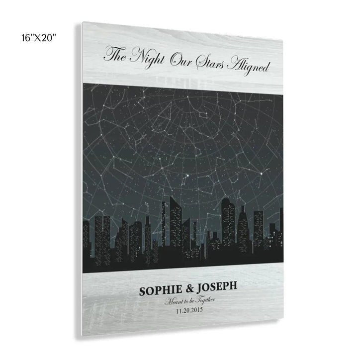 Custom Wall Art - Grey Cityscape Star Map - ARTFULANE