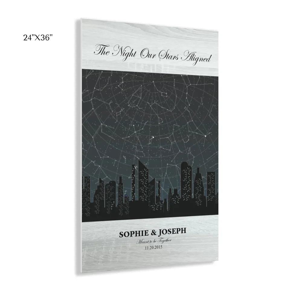 Custom Wall Art - Grey Cityscape Star Map - ARTFULANE
