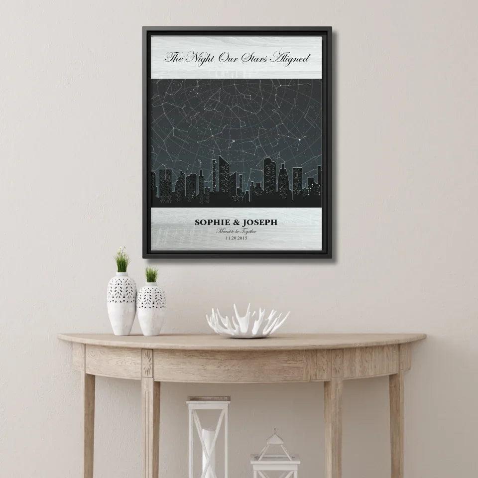 Custom Wall Art - Grey Cityscape Star Map - ARTFULANE