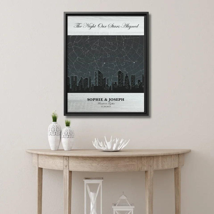 Custom Wall Art - Grey Cityscape Star Map - ARTFULANE