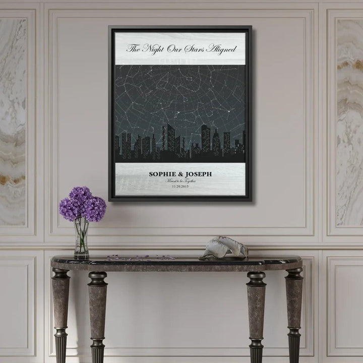 Custom Wall Art - Grey Cityscape Star Map - ARTFULANE