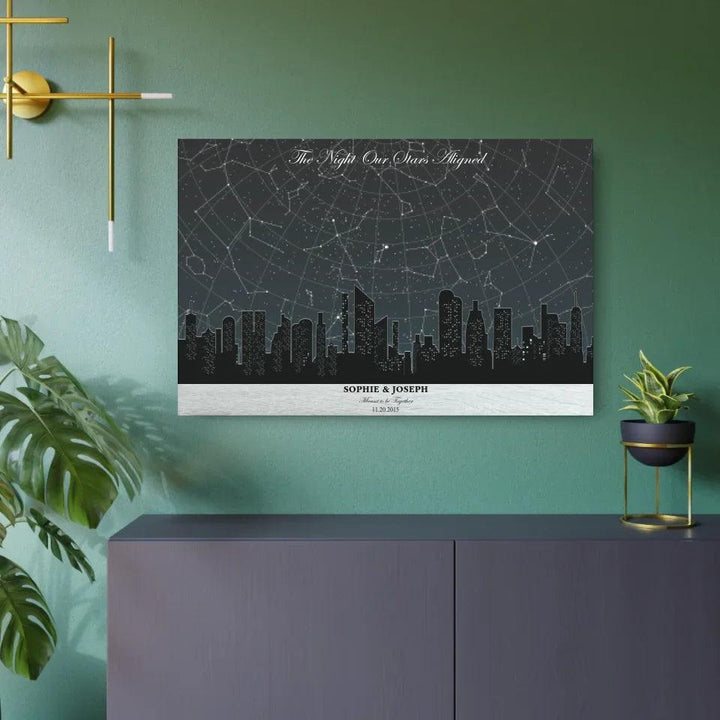 Custom Wall Art - Grey Cityscape Star Map - ARTFULANE