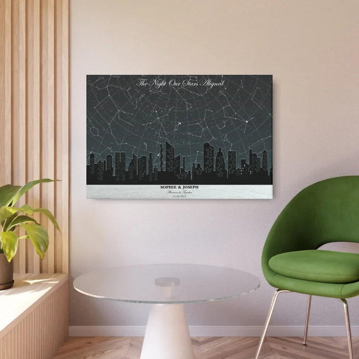 Custom Wall Art - Grey Cityscape Star Map - ARTFULANE