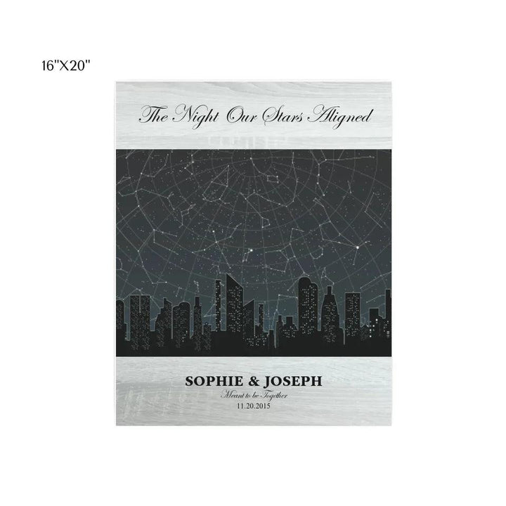 Custom Wall Art - Grey Cityscape Star Map - ARTFULANE