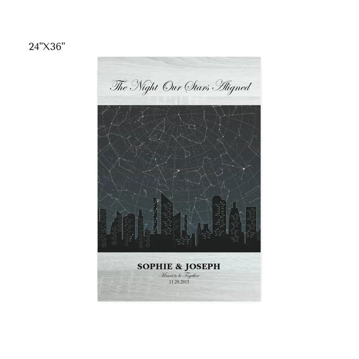 Custom Wall Art - Grey Cityscape Star Map - ARTFULANE